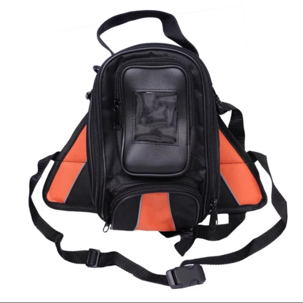 New Motorcycle Magnetic Tank Bag Black and Orange